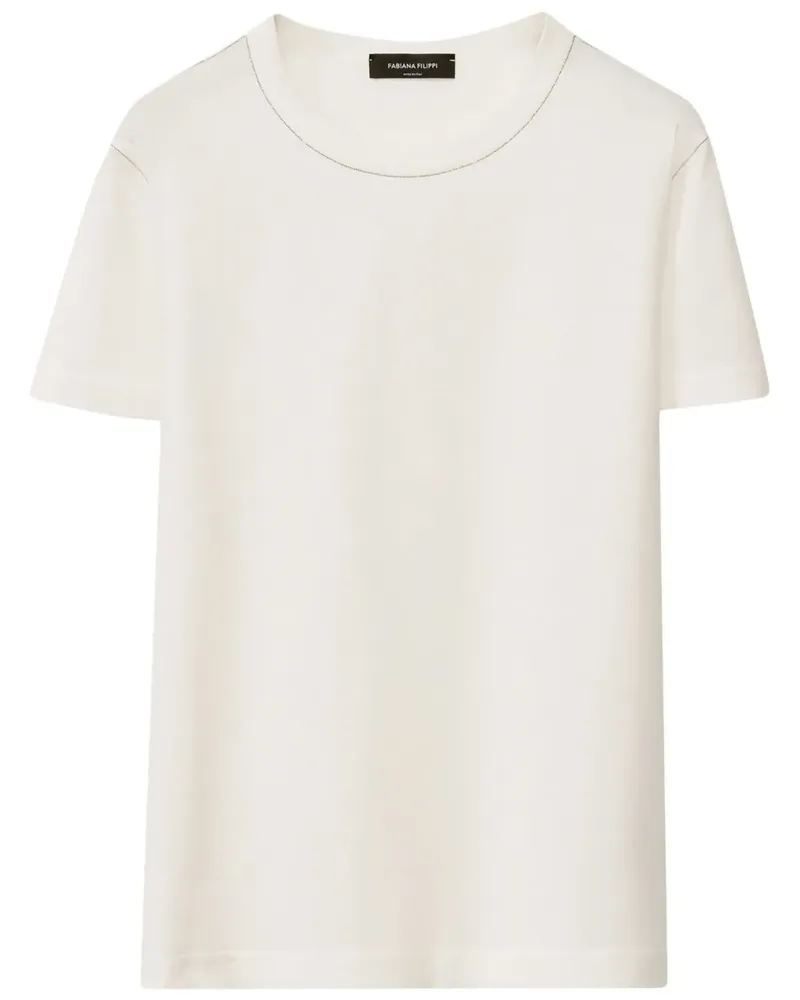 Fabiana Filippi T-Shirt mit Monili-Kette - Weiß Weiß