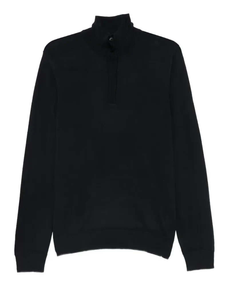 Alpha Studio Pullover mit Knopfleiste - Schwarz Schwarz