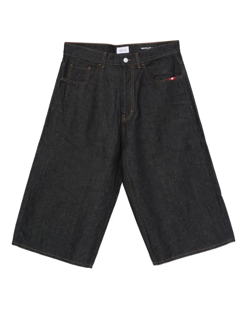 Amish Raw contrast-stitch denim shorts - Blau Blau