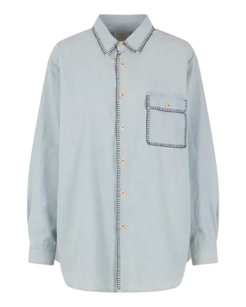 KURO contrast-stitching shirt - Blau Blau