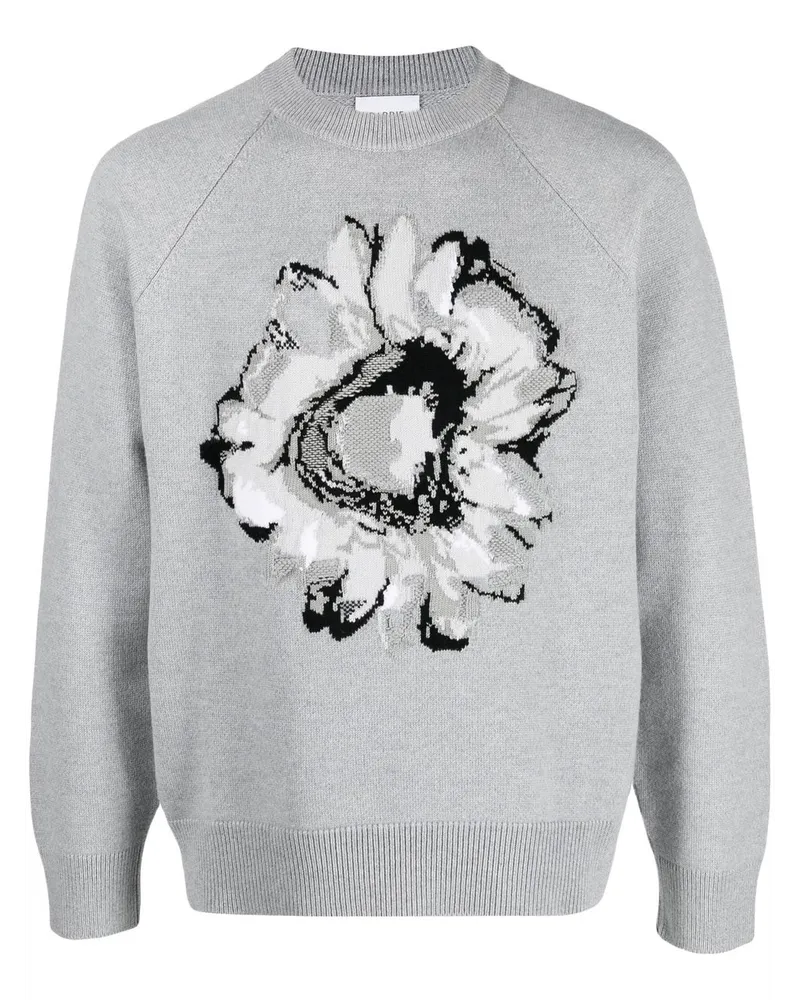 Barrie Kaschmirpullover mit Blumen-Print Grau