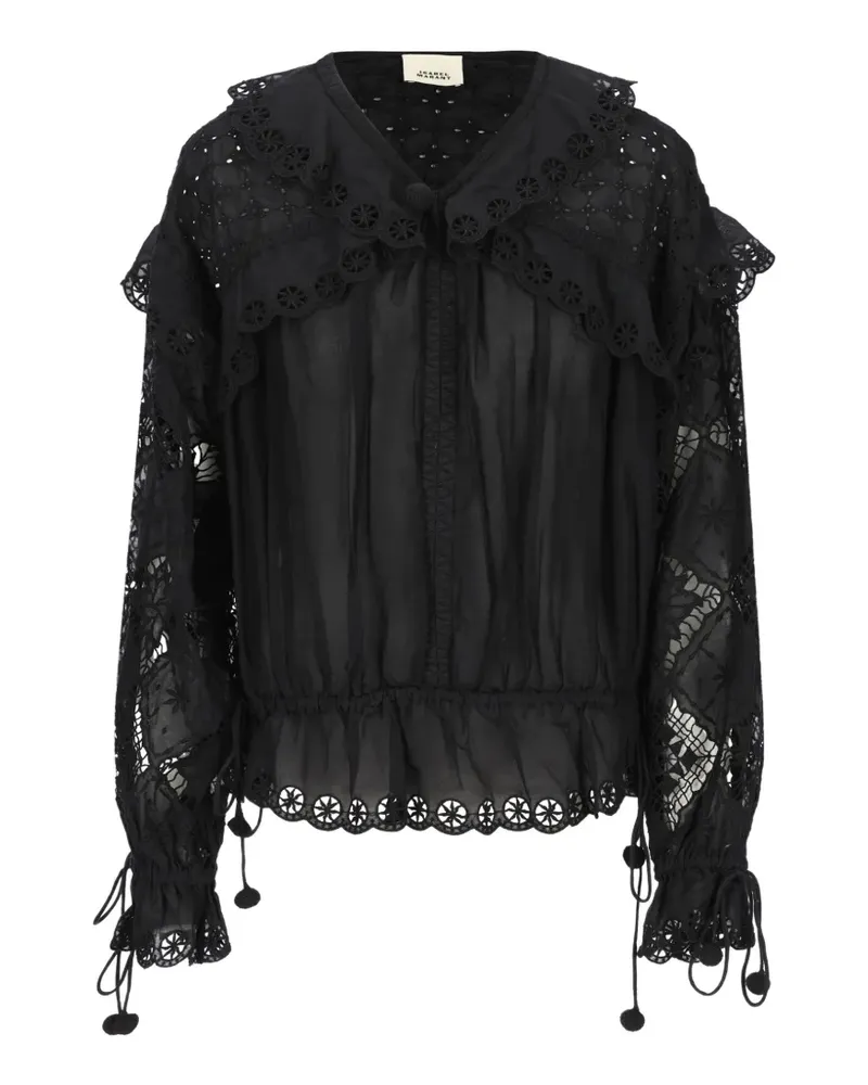 Isabel Marant broderie-anglaise ruffled blouse - Schwarz Schwarz