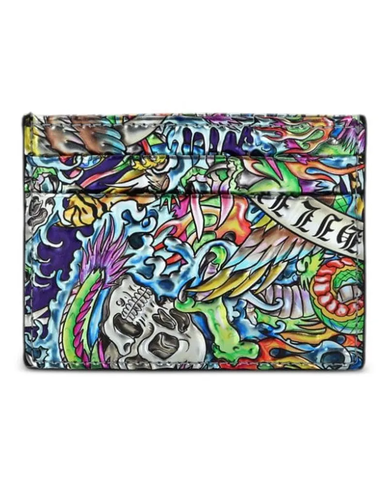 Philipp Plein Kartenetui mit Tattoo-Print - Blau Blau