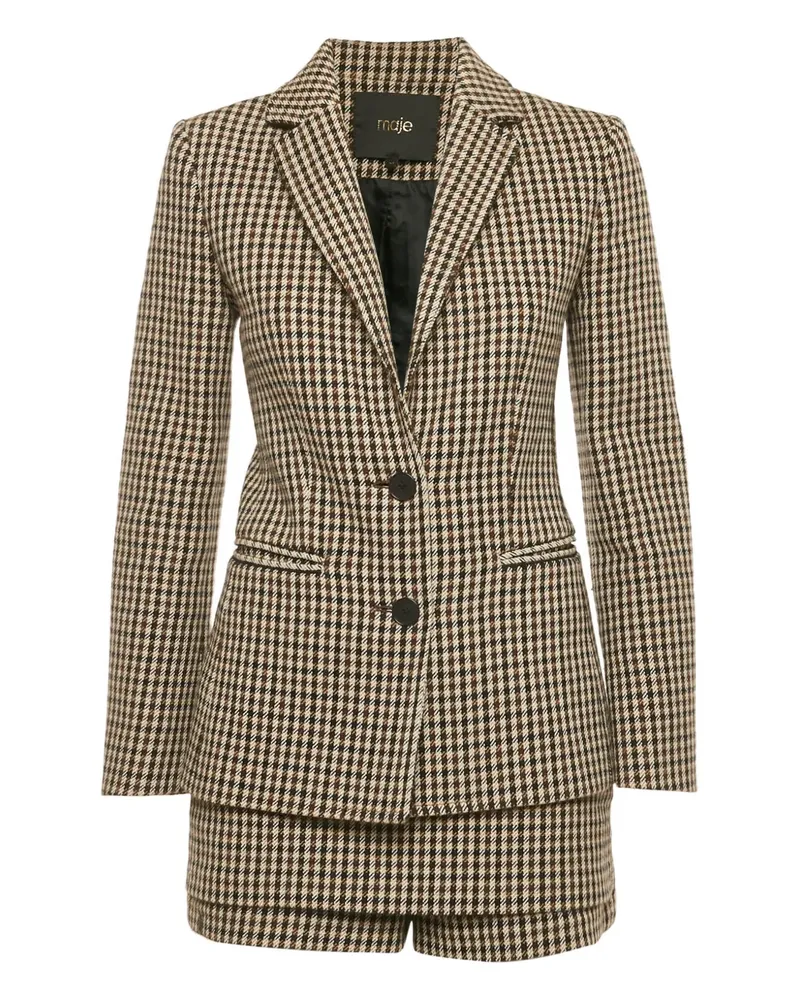 Maje houndstooth blazer and skorts suit - Nude Nude