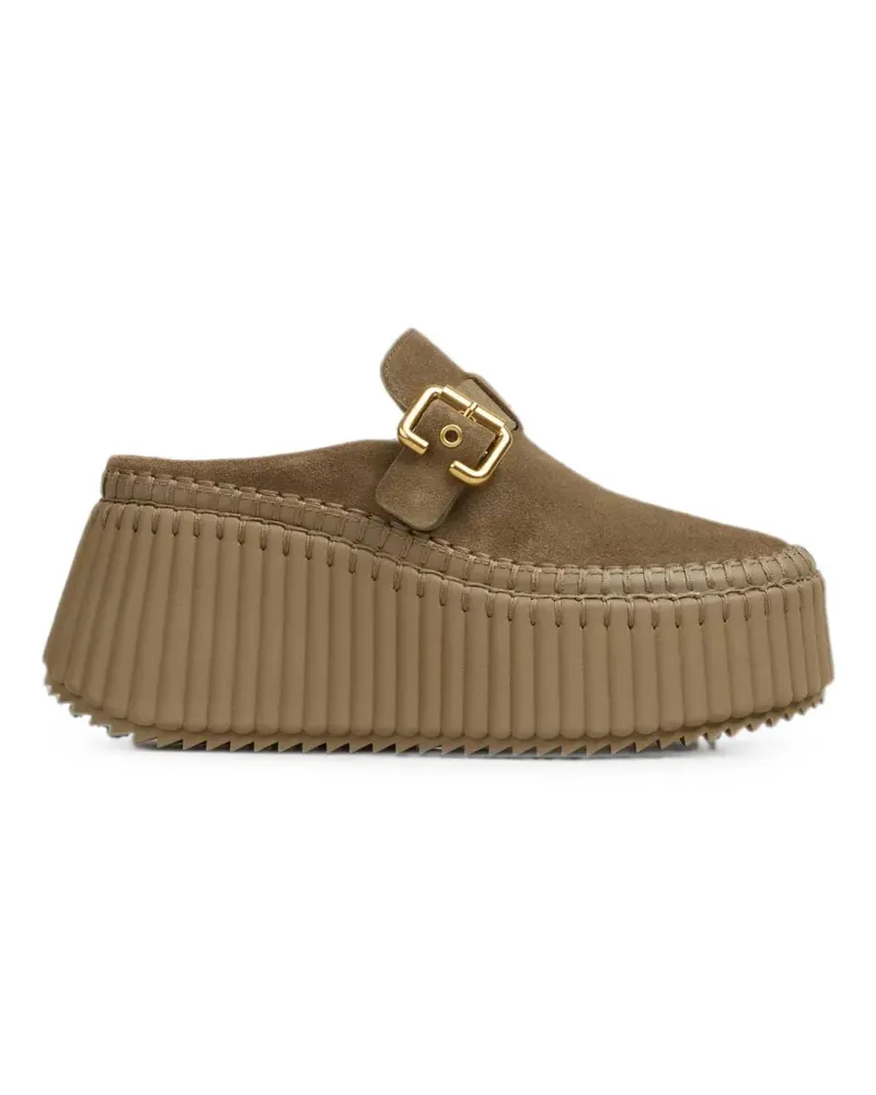 Chloé Nama buckle-fastening platform mules - Grün Grün