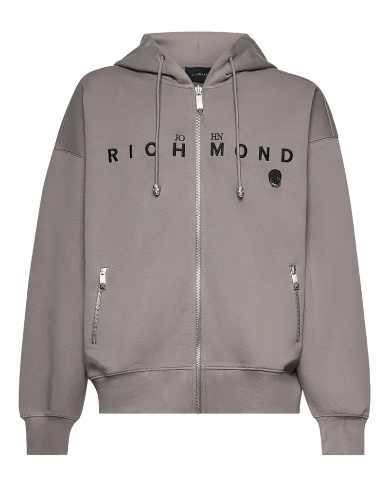 John Richmond Kapuzenjacke mit Logo-Print - Grau Grau
