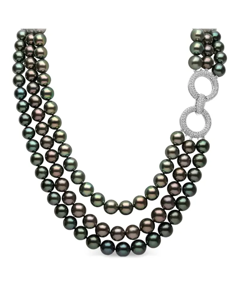 YOKO London Tahitian Pearl diamond link necklace - Schwarz Schwarz