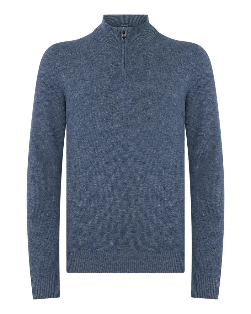 Fedeli quarter-zip long-sleeve sweater - Blau Blau