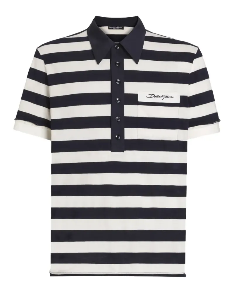 Dolce & Gabbana Gestreiftes Jersey-Poloshirt - Blau Blau