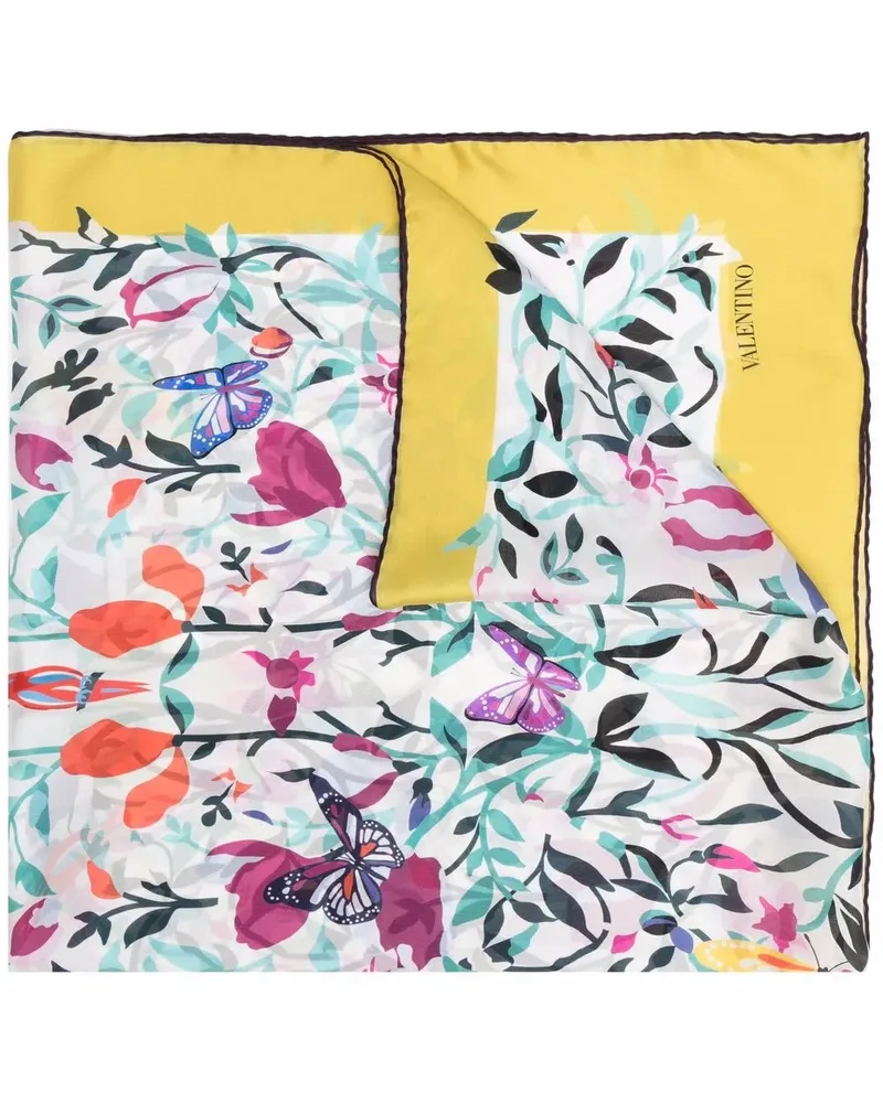 Valentino Garavani Seidenschal mit Blumen-Print - Weiß Weiß