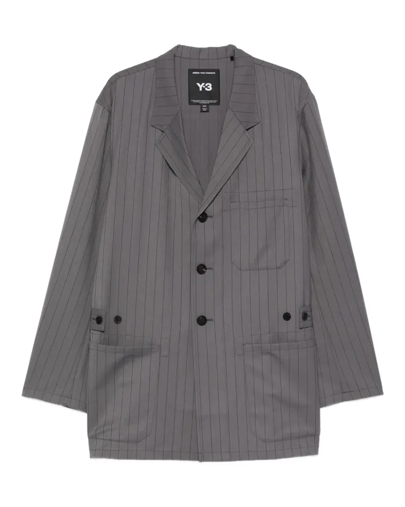 Y-3 pinstripe-pattern single-breasted coat - Grau Grau