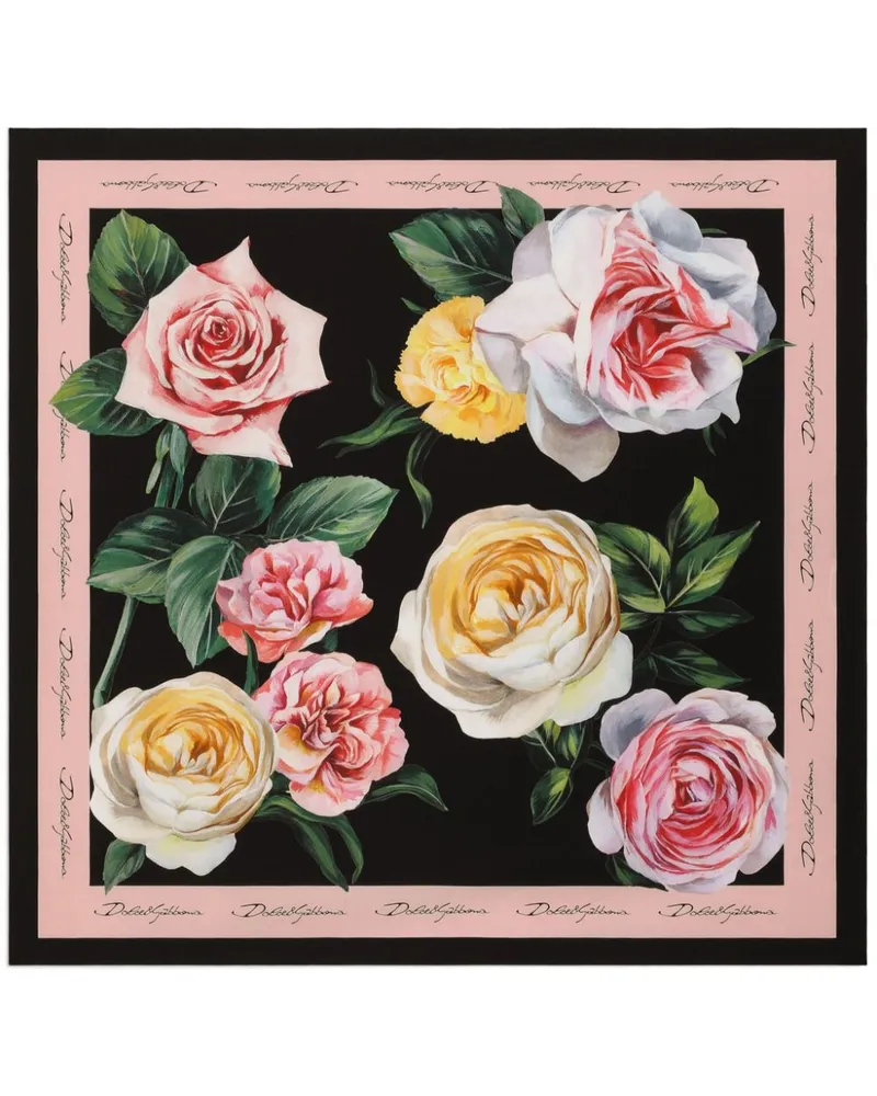 Dolce & Gabbana Schal mit Blumen-Print - Schwarz Schwarz