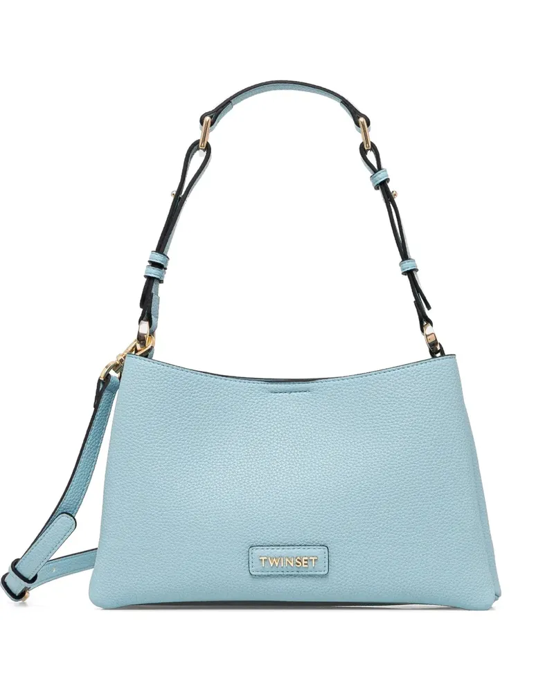 Twin-Set Schultertasche mit Logo-Patch - Blau Blau