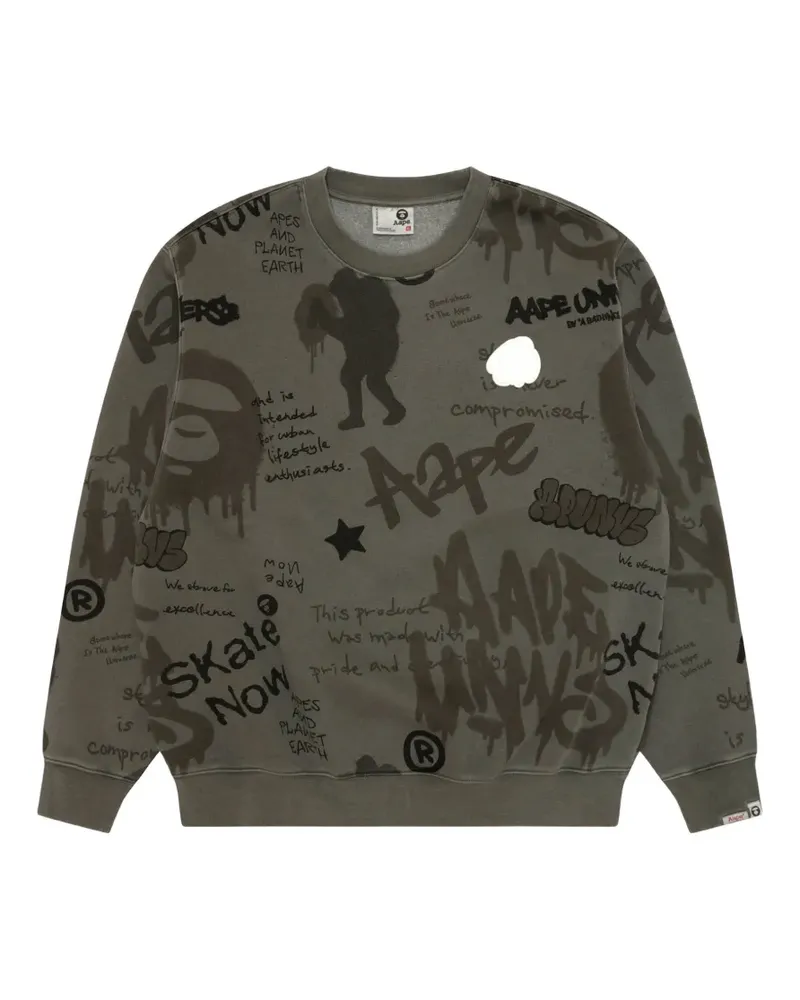 BAPE Pullover mit Graffiti-Print - Grau Grau