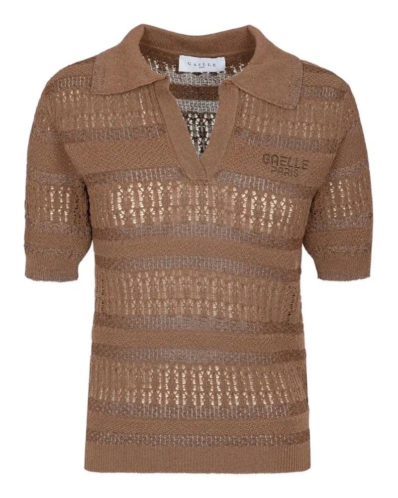 Gaëlle Bonheur T-Shirt mit Lochstrickmuster - Braun Braun