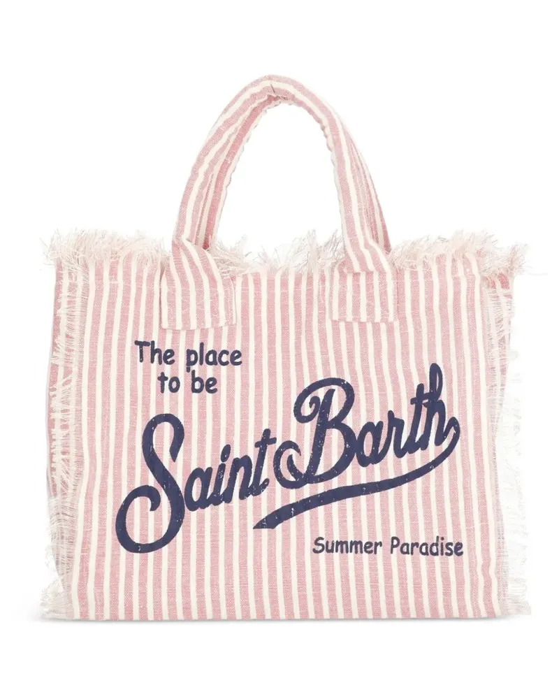 MC2 Saint Barth large Vanity striped frayed-edge tote bag - Rosa Rosa
