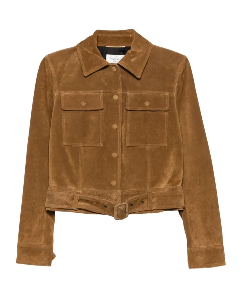 Saint Laurent Wildlederjacke mit Gürtel - Braun Braun