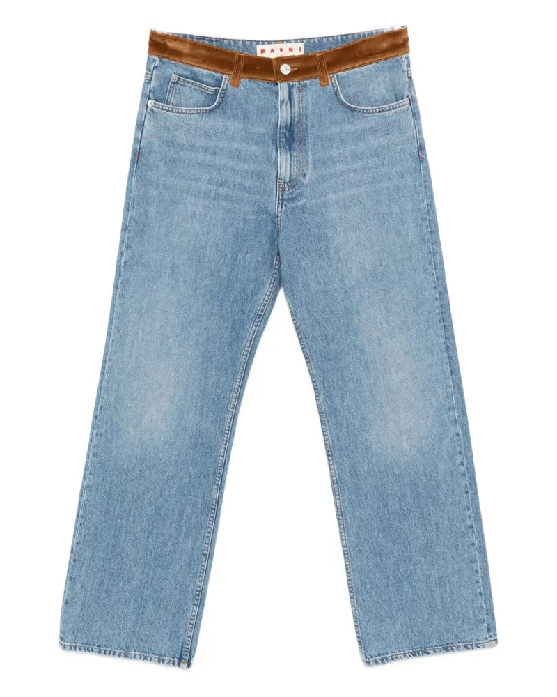 Marni Samtbesatz-Jeans mit Blumenapplikation - Blau Blau