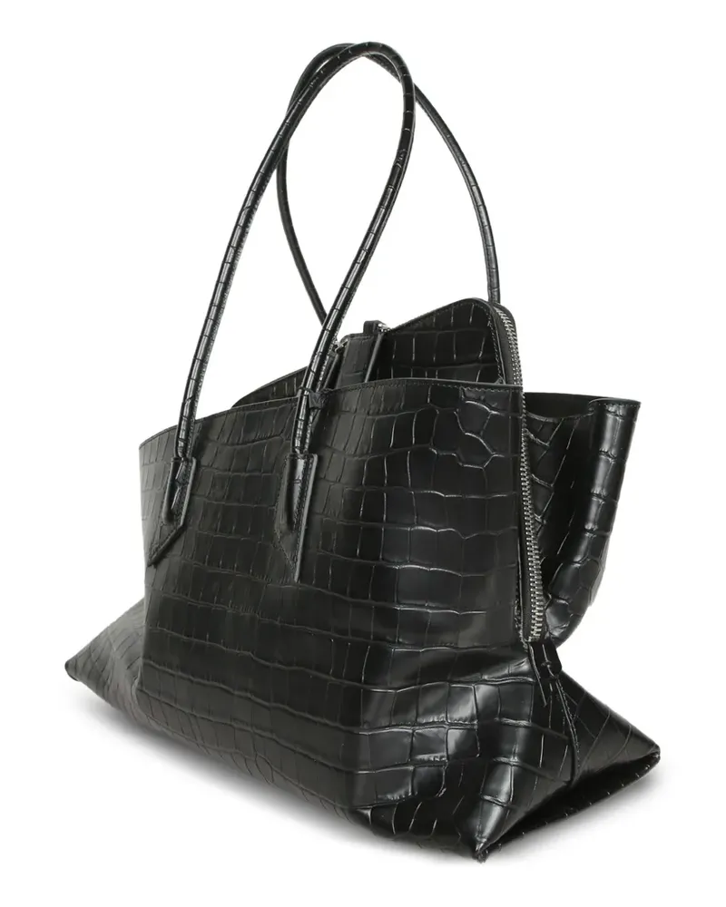 ATTICO medium La Passeggiata croc-effect shoulder bag - Schwarz Schwarz
