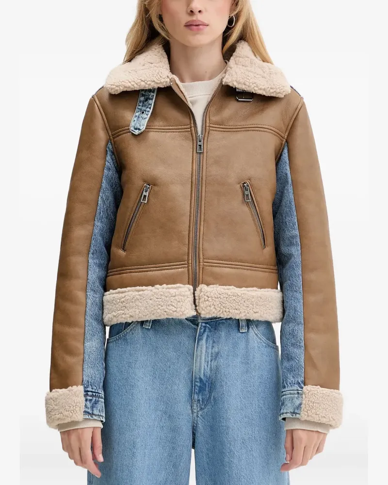 Desigual Reißverschluss-Jacke mit Einsätzen - Braun Braun