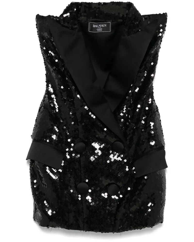 Balmain Minikleid mit Pailletten - Schwarz Schwarz