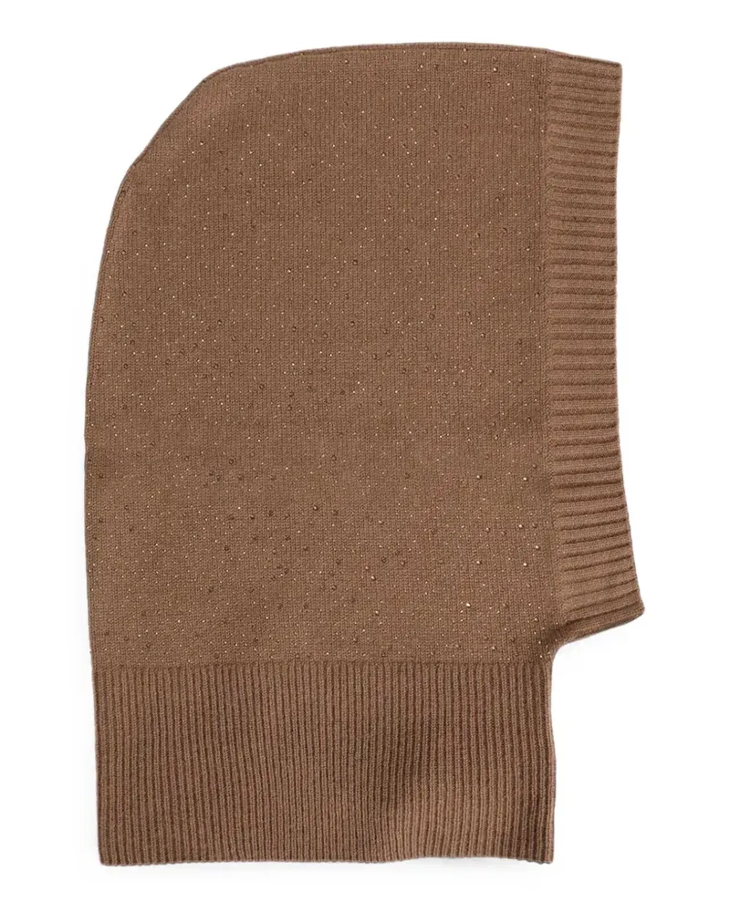 Max Mara crystal-embellished ribbed-knit hat - Braun Braun