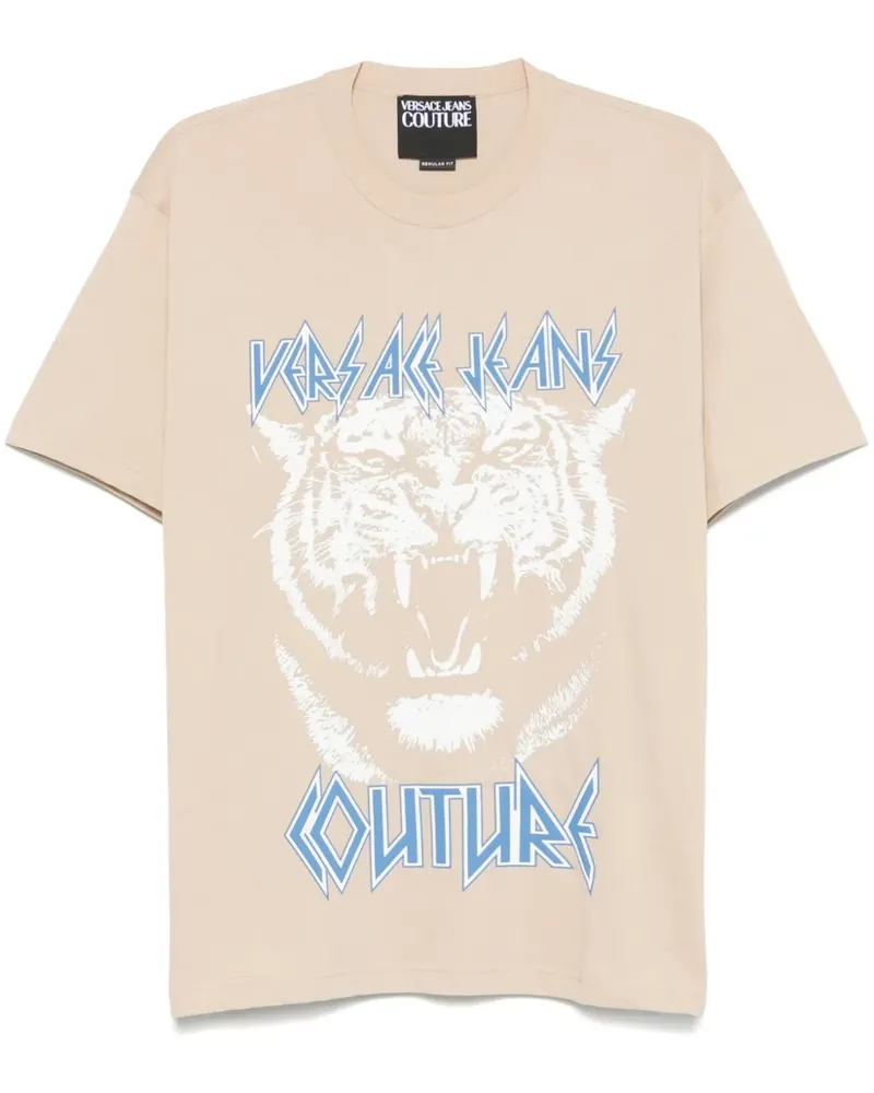 Versace Jeans T-Shirt mit Logo-Print - Nude Nude