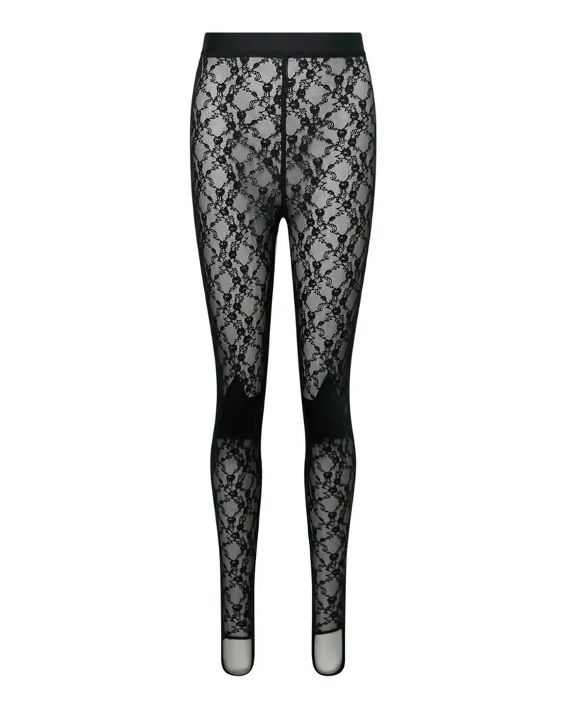 pushBUTTON star-patch floral-lace tights - Schwarz Schwarz