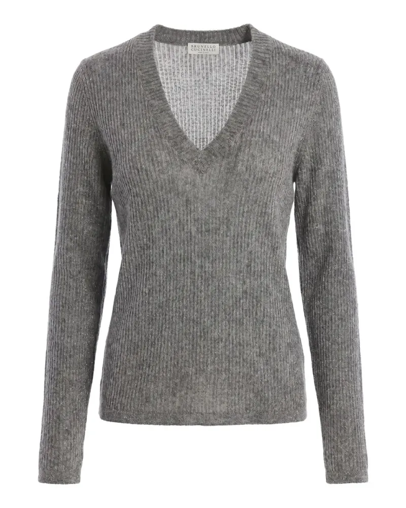 Brunello Cucinelli ribbed-knit V-neck sweater - Grau Grau