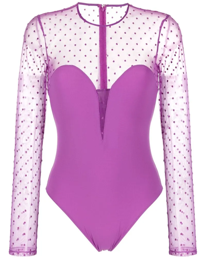 Fleur Du Mal Dotty Body mit tiefem Ausschnitt - Violett Violett