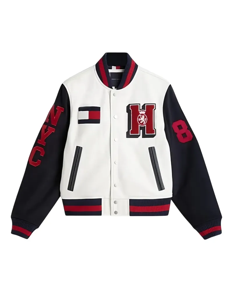 Tommy Hilfiger logo-appliqué leather jacket - Weiß Weiß