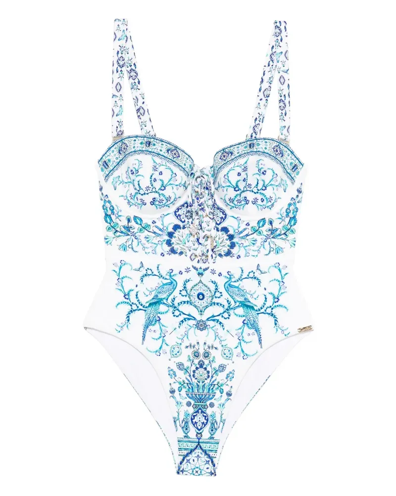 Camilla Badeanzug mit Vogel-Print - Blau Blau