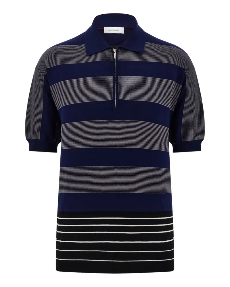 Ferragamo polo shirt with zip collar - Blau Blau