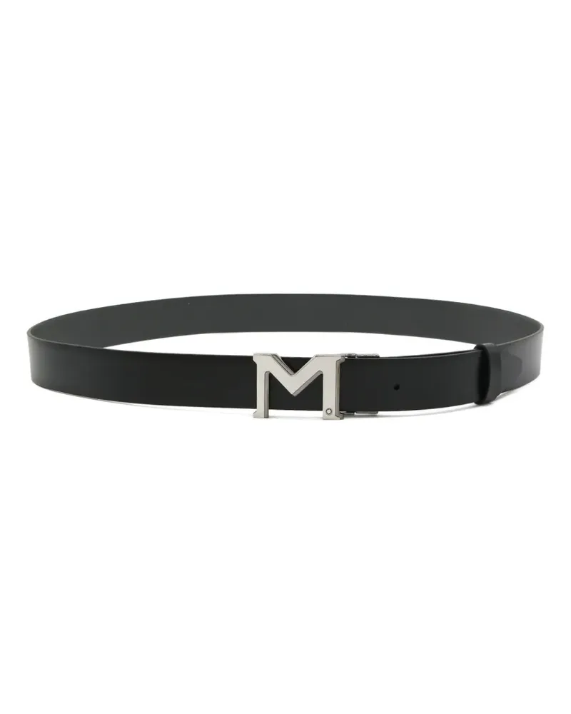 Montblanc logo-buckle leather belt - Schwarz Schwarz