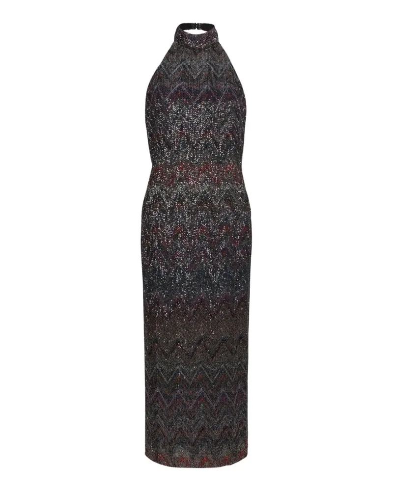 Missoni Neckholder-Maxikleid mit Zickzackmuster - Schwarz Schwarz