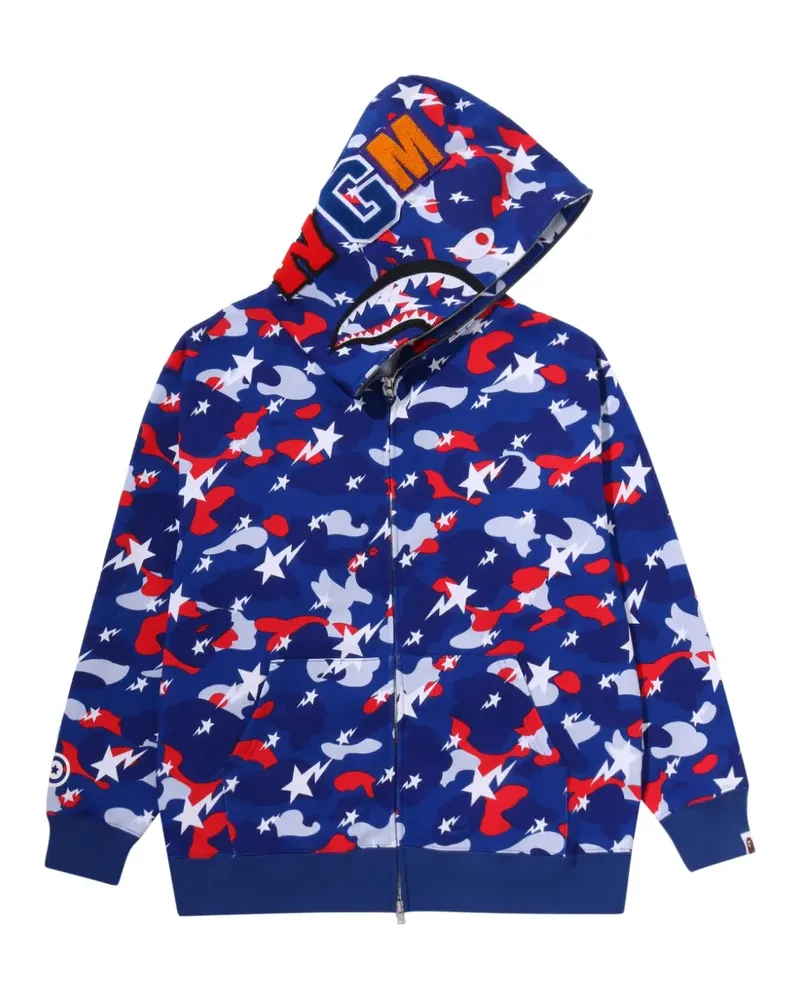 BAPE STA Strike Camo Shark camouflage zip-up hoodie - Blau Blau