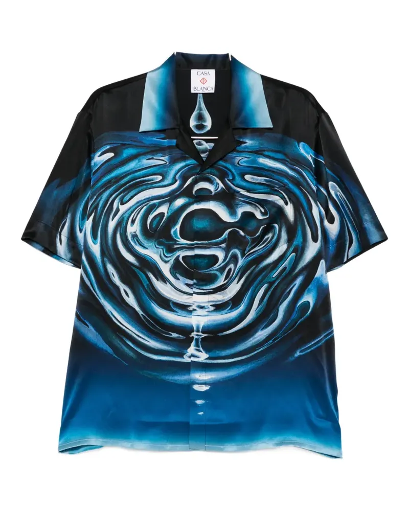 Casablanca Paris ripple cuban collar shirt - Blau Blau