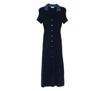 Strickkleid mit V-Ausschnitt - Blau