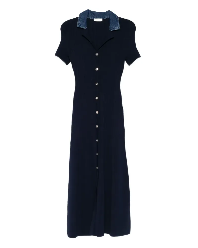 Sandro Strickkleid mit V-Ausschnitt - Blau Blau