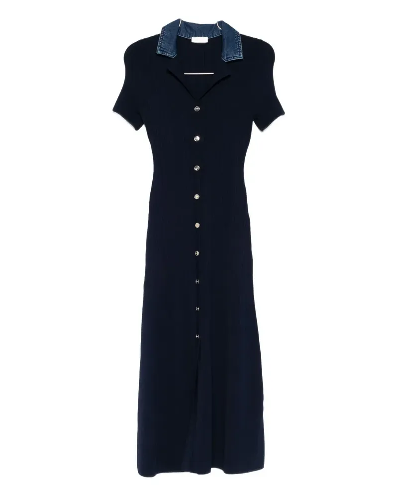 Sandro Strickkleid mit V-Ausschnitt - Blau Blau