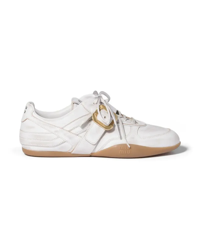 Miu Miu Gymnasium leather sneakers with strap and buckle - Weiß Weiß