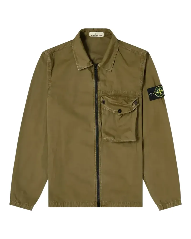 Stone Island Hemdjacke mit Reißverschlusstasche - Grün Grün
