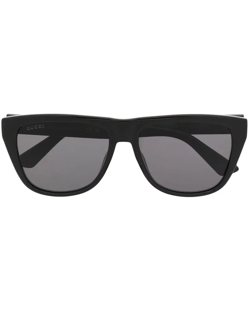 Gucci Sonnenbrille mit eckigem Gestell - Schwarz Schwarz