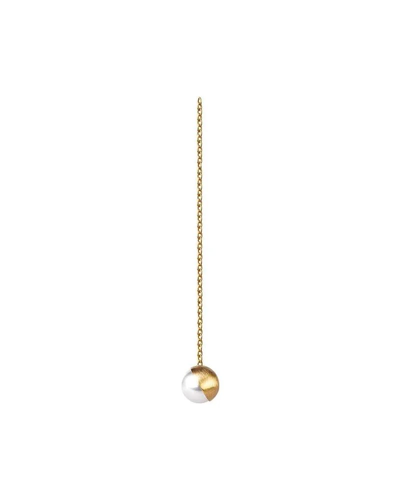 SHIHARA 45°' Kettenohrring mit halber Perle - Metallic Metallic