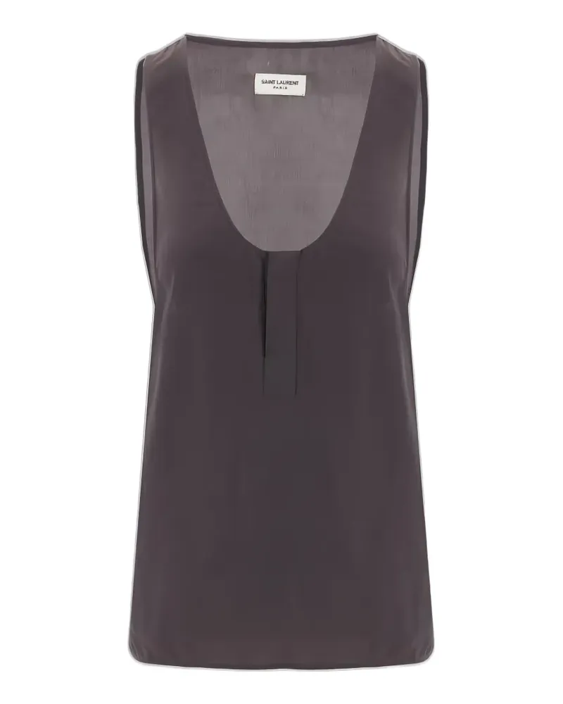Saint Laurent sleeveless silk top - Grau Grau