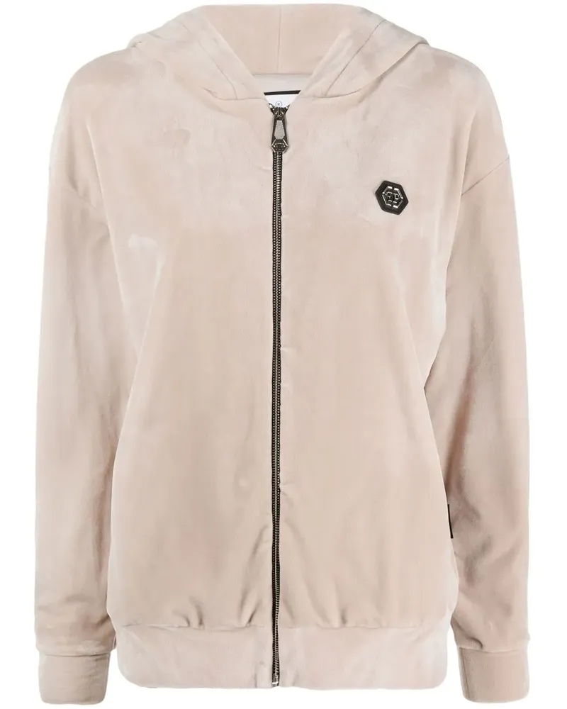 Philipp Plein Kapuzenjacke mit Totenkopf-Patch - Nude Nude