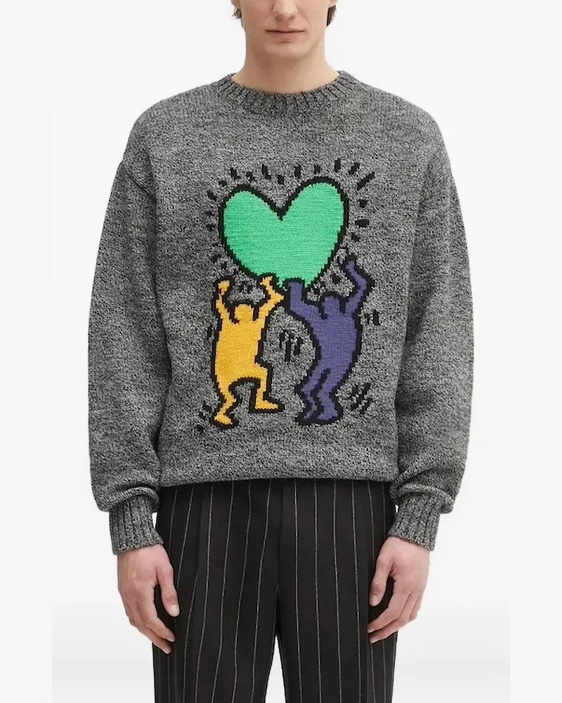 Wacko Maria Pullover mit Herzmotiv - Grau Grau