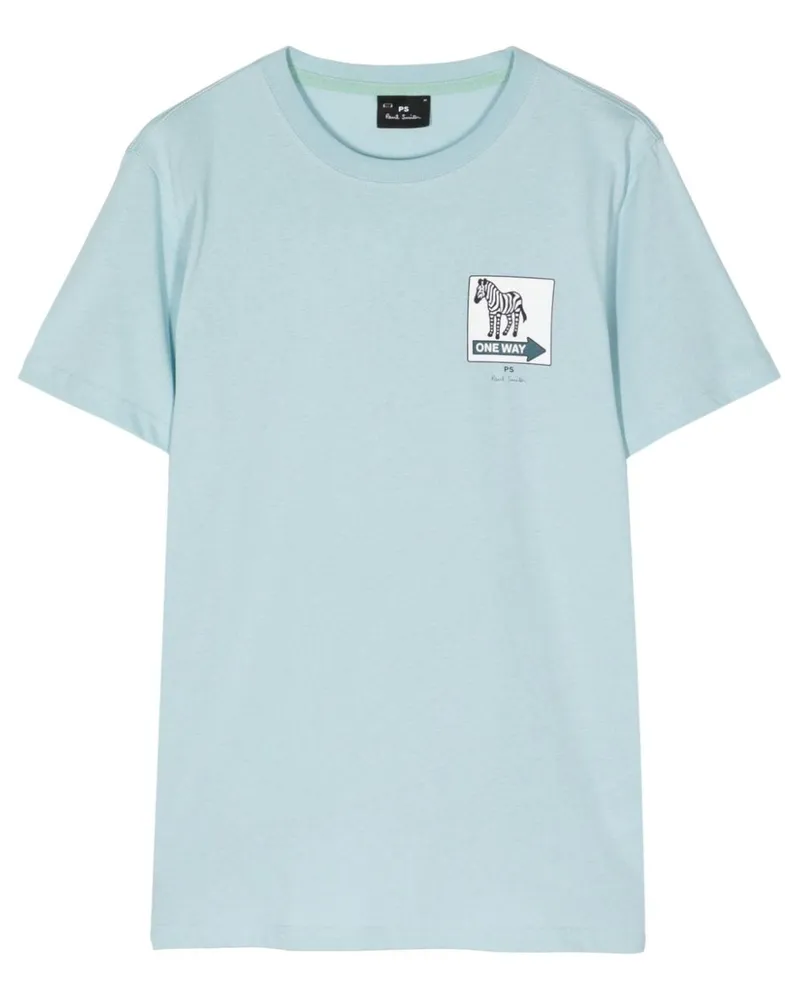 Paul Smith T-Shirt mit One Way Zebra-Print Blau