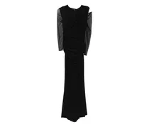 Gerafftes Kleid aus Mesh - Schwarz