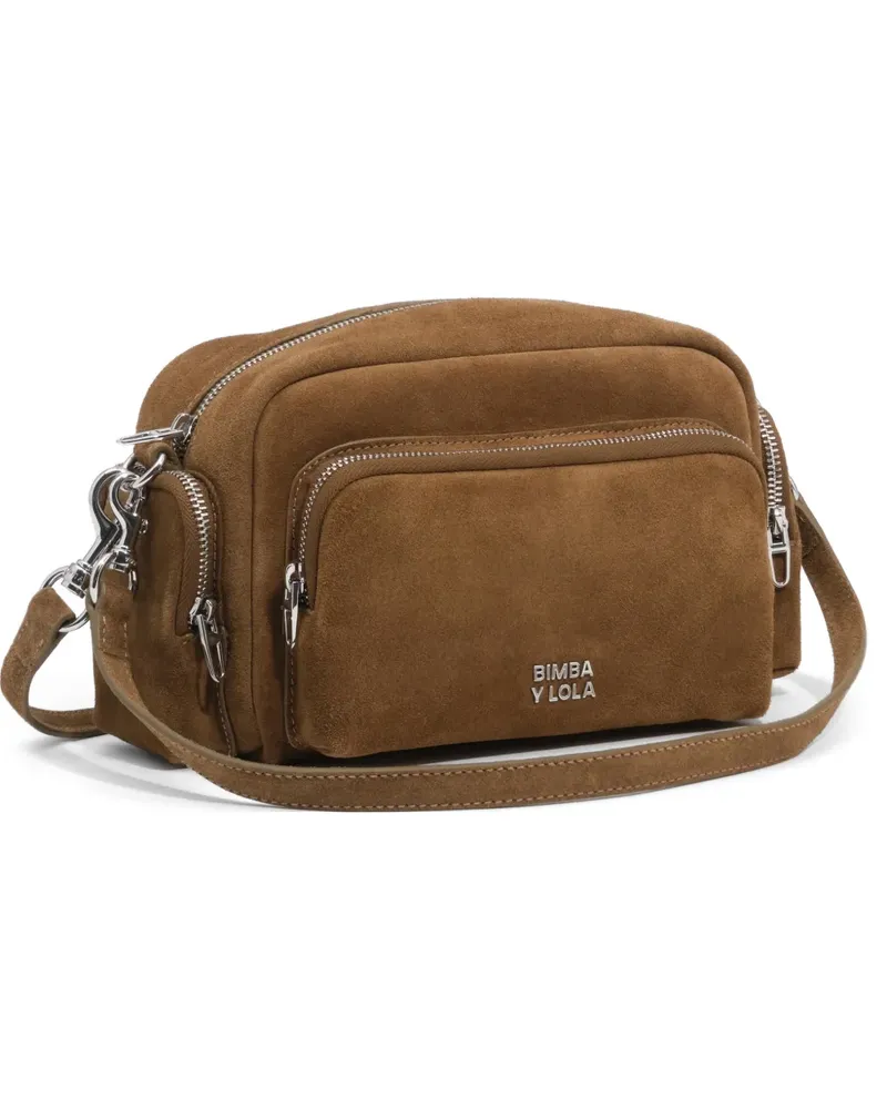 BIMBA Y LOLA Große Pocket Umhängetasche aus Wildleder - Braun Braun